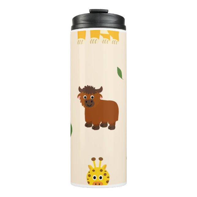 Playful Illustrativ Animal Pattern Thermosbecher (Vorderseite)
