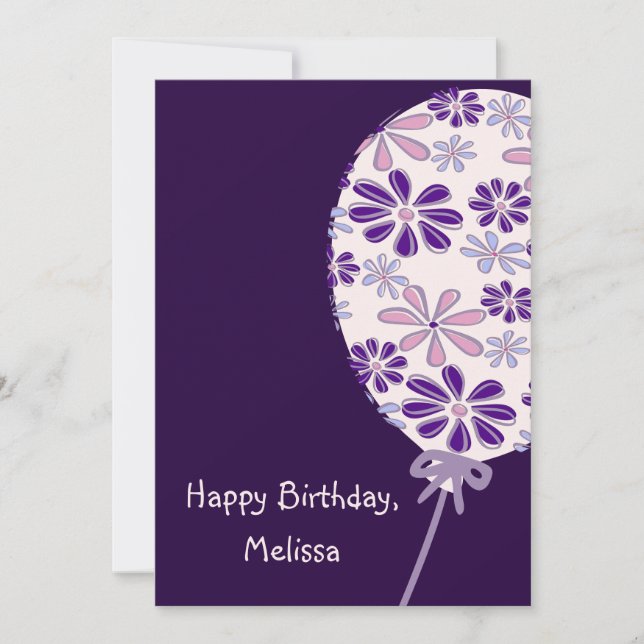 Playful Indigo Pink Balloon Happy Birthday Card Einladung (Vorderseite)