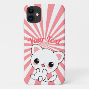 Playful Kawaii White Kitten Custom Case-Mate iPhone Hülle