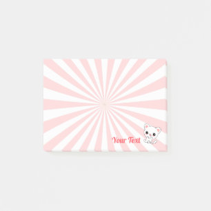 Playful Kawaii White Kitten Custom Post-it Klebezettel