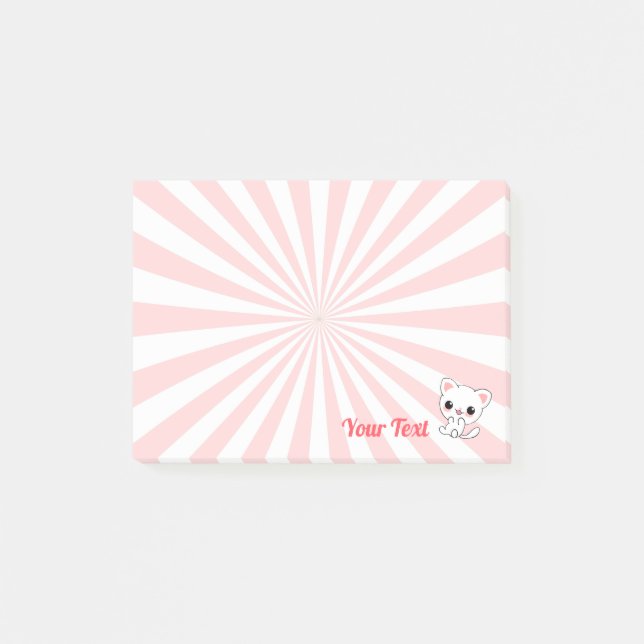 Playful Kawaii White Kitten Custom Post-it Klebezettel (Vorderseite)