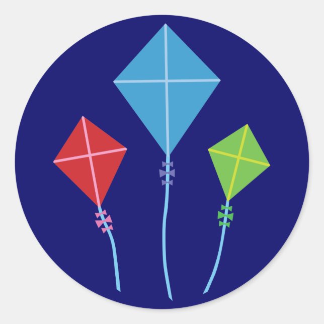 Playful Kites Runder Aufkleber (Vorderseite)