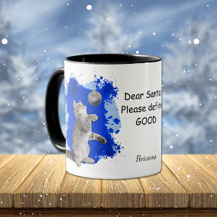 Playful Kitten braucht Santa, um gut zu definieren Tasse