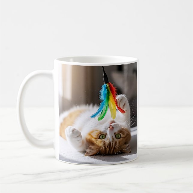 Playful Kitten Feather Kaffeetasse (Links)