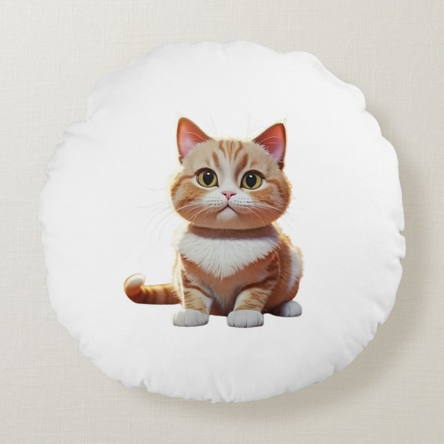 Playful Kitty Pillowcase Rundes Kissen (Vorderseite)
