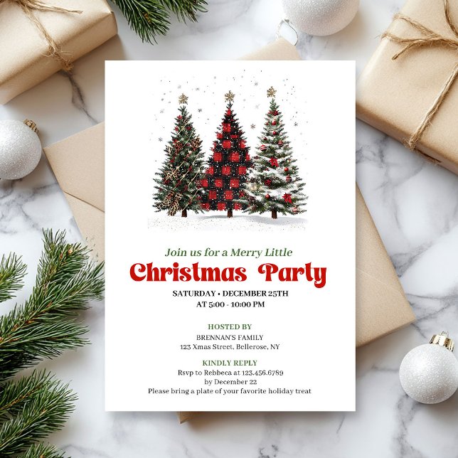 Playful leopard Christmas tree editable invitation Einladung (Playful leopard Christmas tree editable invitation

)