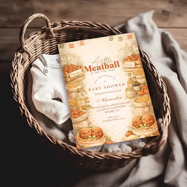 Playful Little Meatball Baby Shower Einladung (Von Creator hochgeladen)