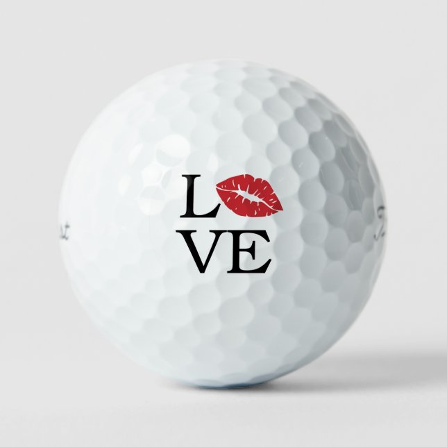 Playful 'LOVE' Red Lips Flirty Modern Romance Gift Golfball (Vorderseite)