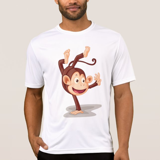 Playful Monkey Doing a Handstand Cute Animal T-Shirt (Vorderseite)