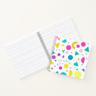 Playful Neon Memphis Geometric Retro Pattern Notizbuch