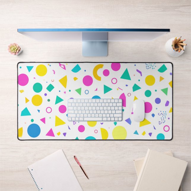 Playful Neon Memphis Geometric Retro Pattern Schreibtischunterlage (Büro 1)