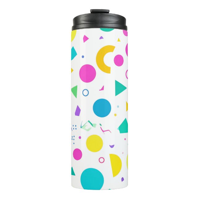 Playful Neon Memphis Geometric Retro Pattern Thermosbecher (Vorderseite)