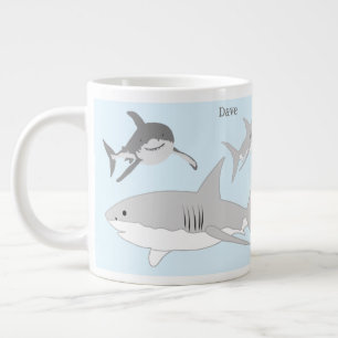 Playful Ocean Sharks Blue Design Jumbo-Tasse