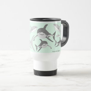 Playful Ocean Sharks Blue Design Reisebecher