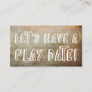 Playful Orange Brown Grunge Mommy Play Date Card Telefonnummerkarte