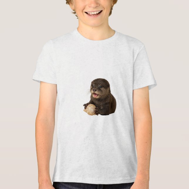 Playful Otter Cub mit Seashell Tri-Blend Shirt (Vorderseite)