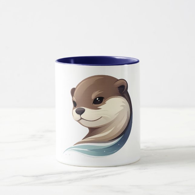 Playful Otter Illustration Tasse (Zentrum)