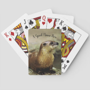 Playful Otter Portrait personalisieren mit Namen Spielkarten