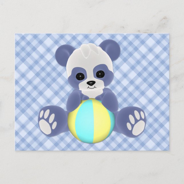 Playful Panda Baby Boy Postcard Postkarte (Vorderseite)