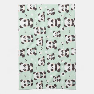 Playful Panda Pattern Geschirrtuch