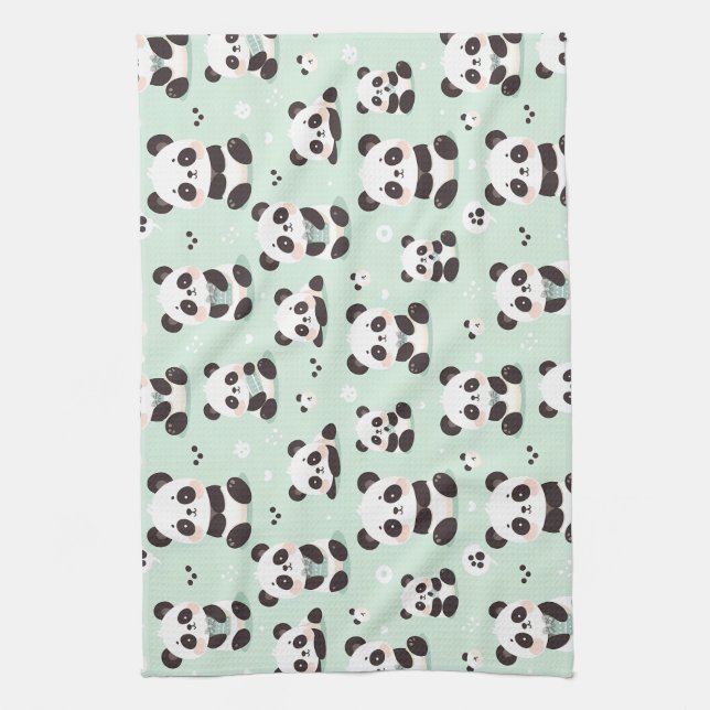 Playful Panda Pattern Geschirrtuch (Vertikal)