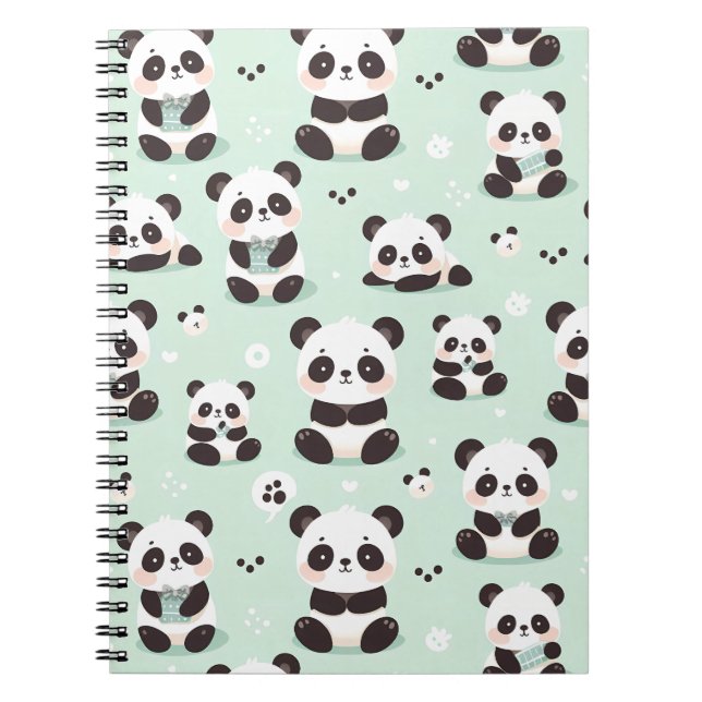 Playful Panda Pattern Notizblock (Vorderseite)