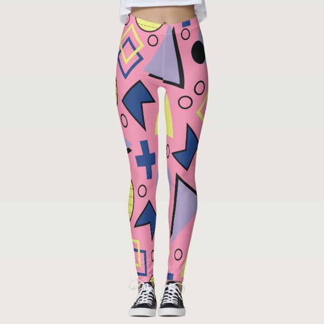 Playful Pastel Memphis Formen Leggings (Vorderseite)