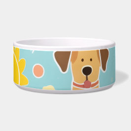 Playful Paw Print Ceramic Dog Bowl | Colorful Napf