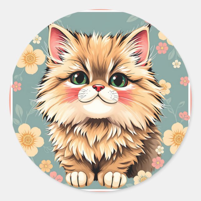 Playful Persian Cat Runder Aufkleber (Vorderseite)