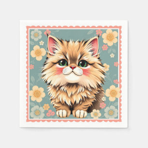Playful Persian Cat Serviette