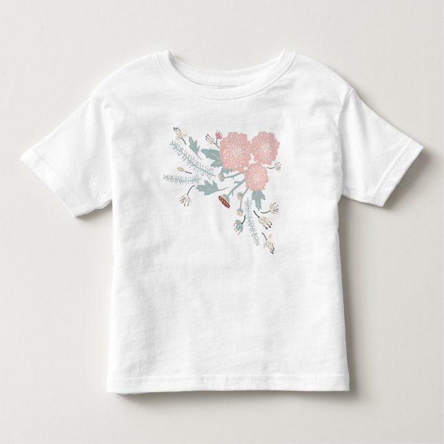 Playful Pink Cream Blue Repeat Floral Print Kleinkind T-shirt (Vorderseite)