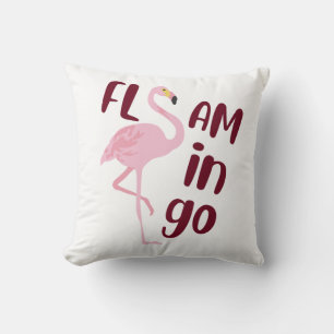 Playful Pink Flamingo Typografy Art Kissen