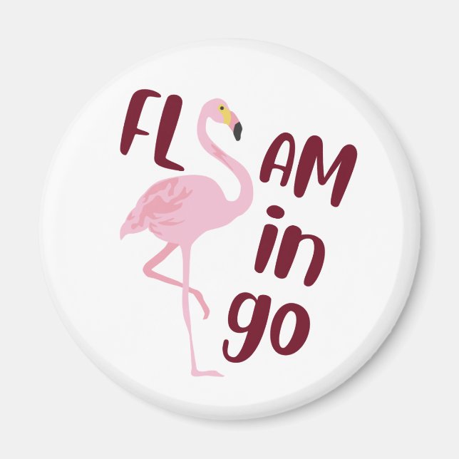 Playful Pink Flamingo Typografy Art Magnet (Vorne)