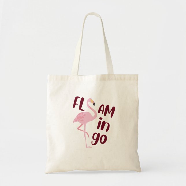 Playful Pink Flamingo Typografy Art Tragetasche (Vorne)