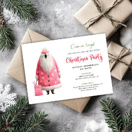 Playful Pink Santa Funny Christmas Party Printable Einladung