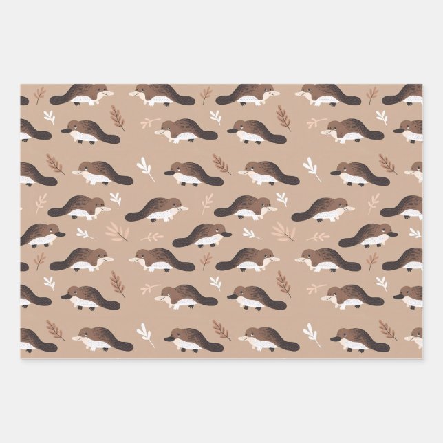 Playful Platypus Pattern Geschenkpapier Set (Vorderseite)