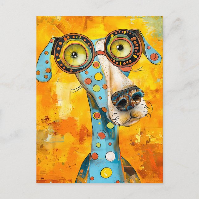 Playful Pop-Art Dog in Bright Hues Postkarte (Vorderseite)