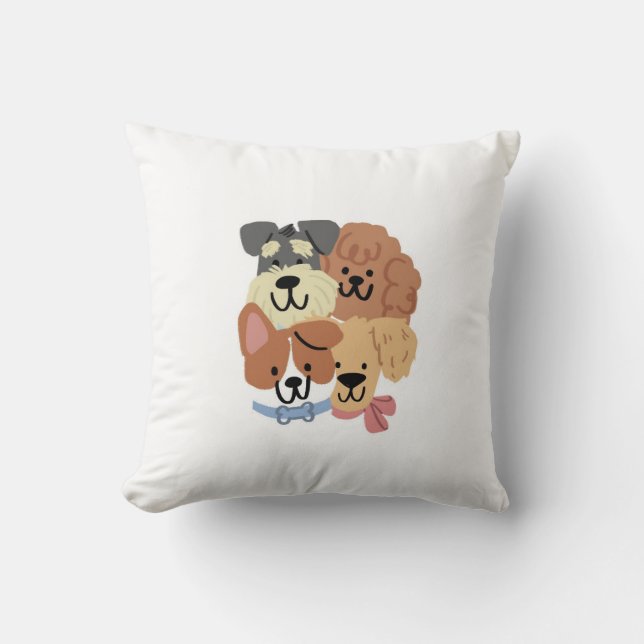 Playful Puppies Pattern Decorative Pillow Kissen (Vorderseite)