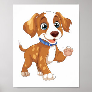 Playful Puppy Illustration Printableposter&Sticker Poster