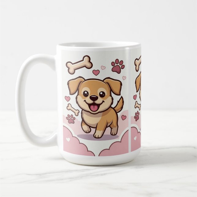 Playful Puppy Joy – Cute Cartoon Dog in Pastel  Kaffeetasse (Links)