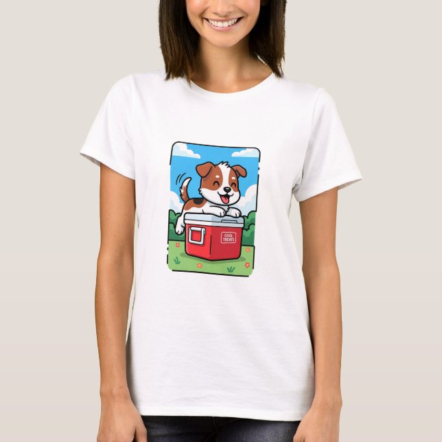 Playful Puppy on Red Cooler T-Shirt (Vorderseite)