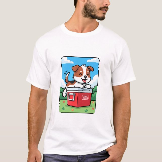 Playful Puppy on Red Cooler T-Shirt (Vorderseite)