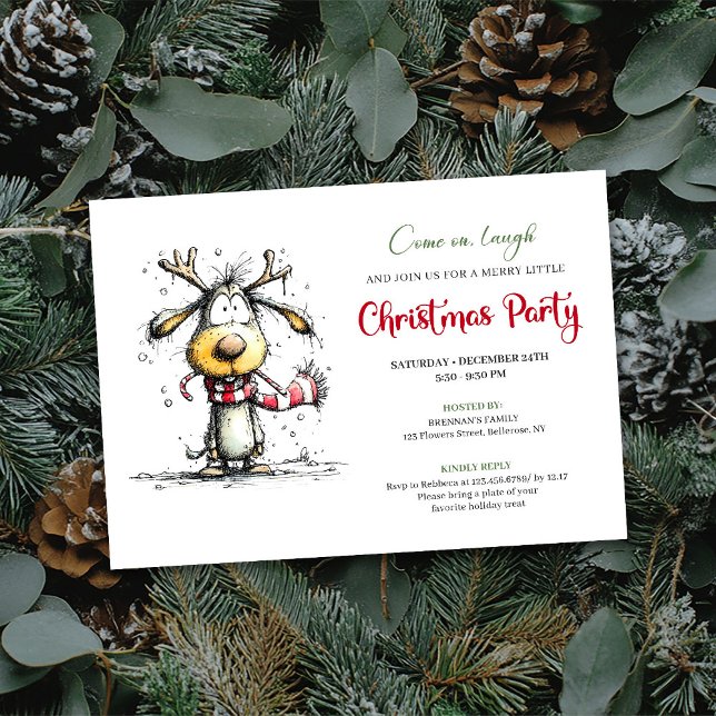 Playful quirky reindeer Christmas party invite Einladung (Playful quirky reindeer Christmas party invite

)