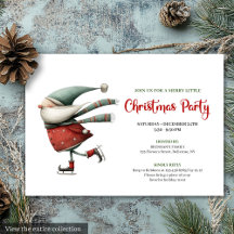 Playful Quirky Santa Watercolor Holiday Invite