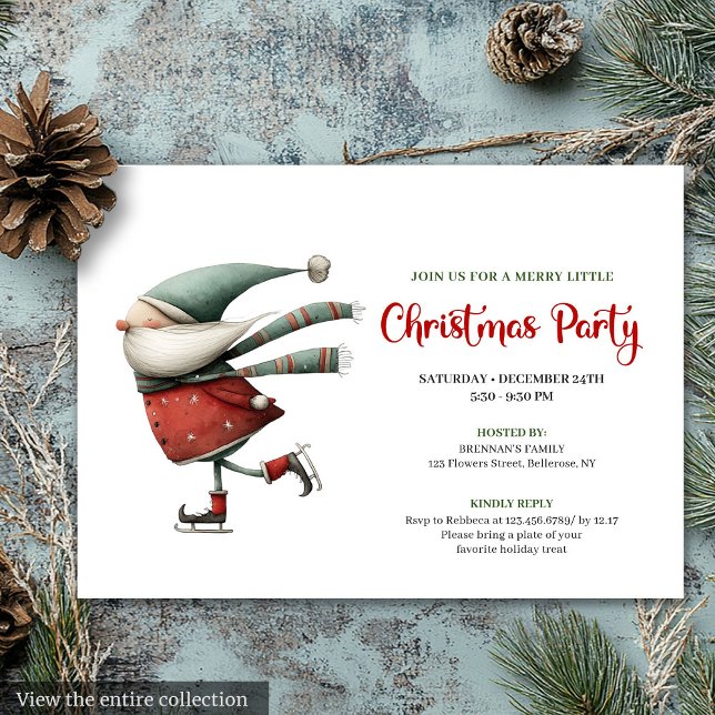 Playful Quirky Santa Watercolor Holiday Invite Einladung (Playful Quirky Santa Watercolor Holiday Invite)