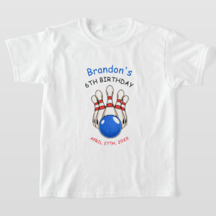 Playful Red & Blue Bowling Thema 6. Geburtstag T-Shirt