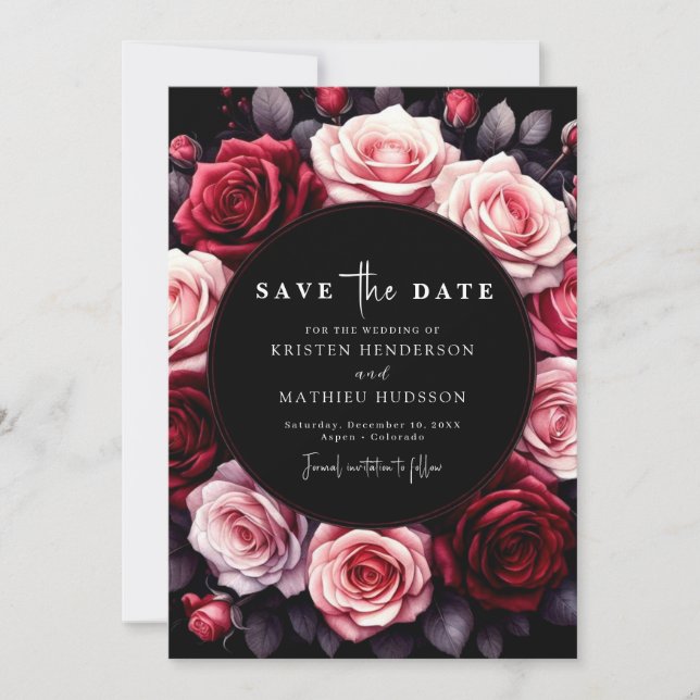 Playful Red Crimson Red Wedding Save The Date (Vorderseite)