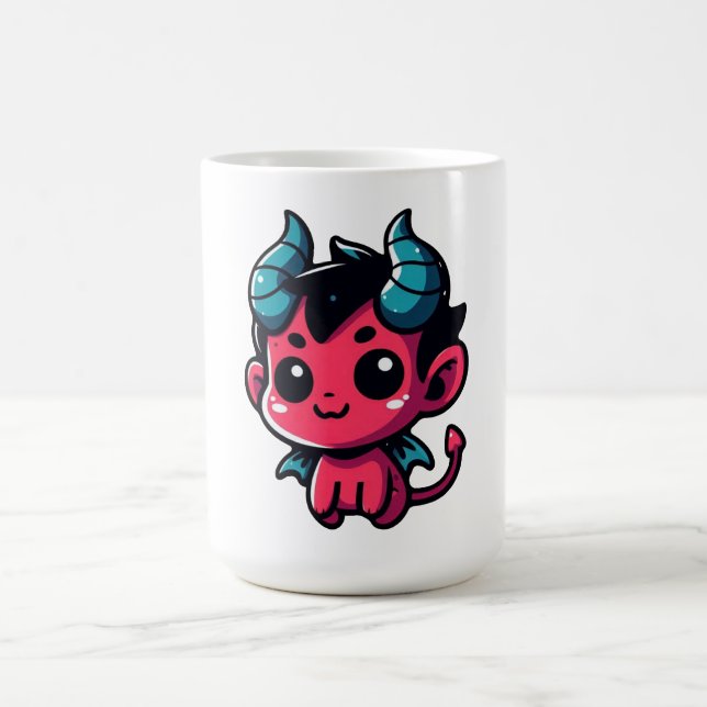 Playful Red Devil - Cartoon, Charakter, Rot, Kawai Kaffeetasse (Mittel)