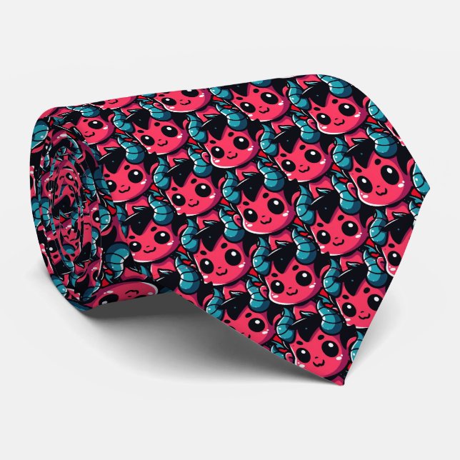 Playful Red Devil - Cartoon, Charakter, Rot, Kawai Krawatte (Gerollt)