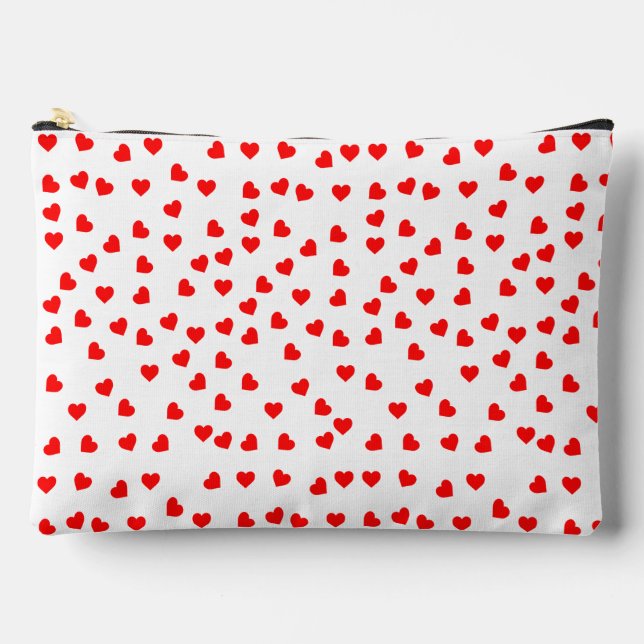 Playful Red Hearts White Zubehörtasche (Vorderseite)